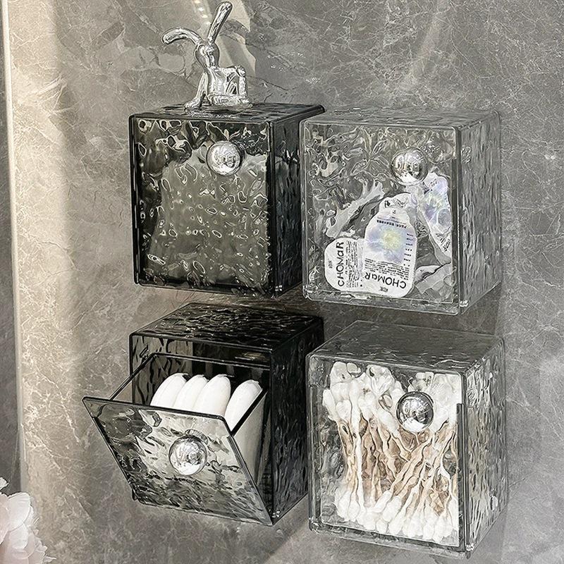 Elegant Wavy Wall-Mounted Cotton Pad and Makeup Storage Box
