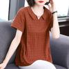 Cotton and Linen Shirt Women's Summer Thin Section Loose Large Size Mother Covering Belly Was Thin Casual Linen Top