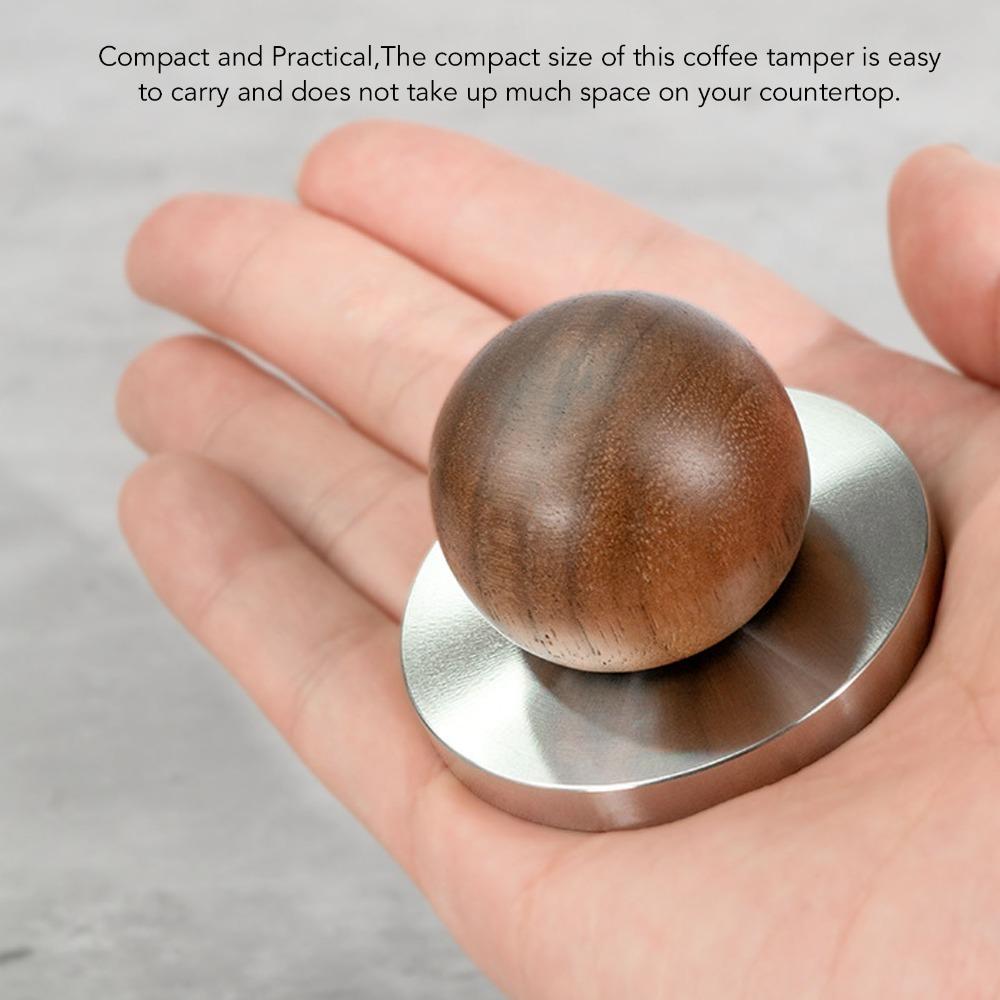 Stainless Steel Coffee Tamper Walnut Handle Coffee Ground Press Tool Coffee Press Tool Home Use