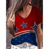 American Flag 3d Print T-shirt Women Fashion V-Neck T-shirts Short Sleeve Tops Tees Loose Casual Tees