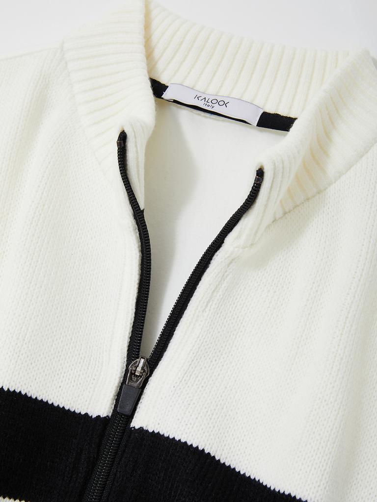 Ikalook Golf & Life Striped Zip-Up Knit Vest Cjp138