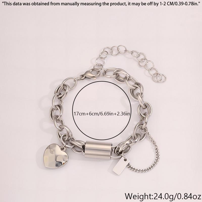 Elegantní Titanová Ocelová Pár Bracelet Srdce - Unisex, Luxusní Design, Univerzální a Stylový