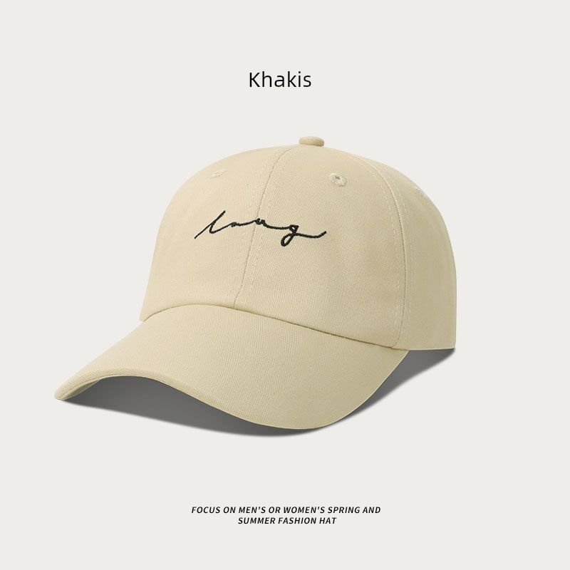

Hat Girls Summer K-style Ins Style Khaki Wave Embroider Baseball Cap Street Couple Soft Peaked Cap Beige Adjustable