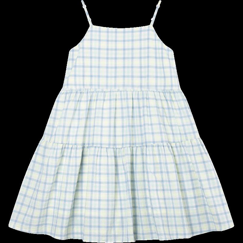 Mucmukn Girls' Plaid Bubble Cotton Sweet Suspender Dress