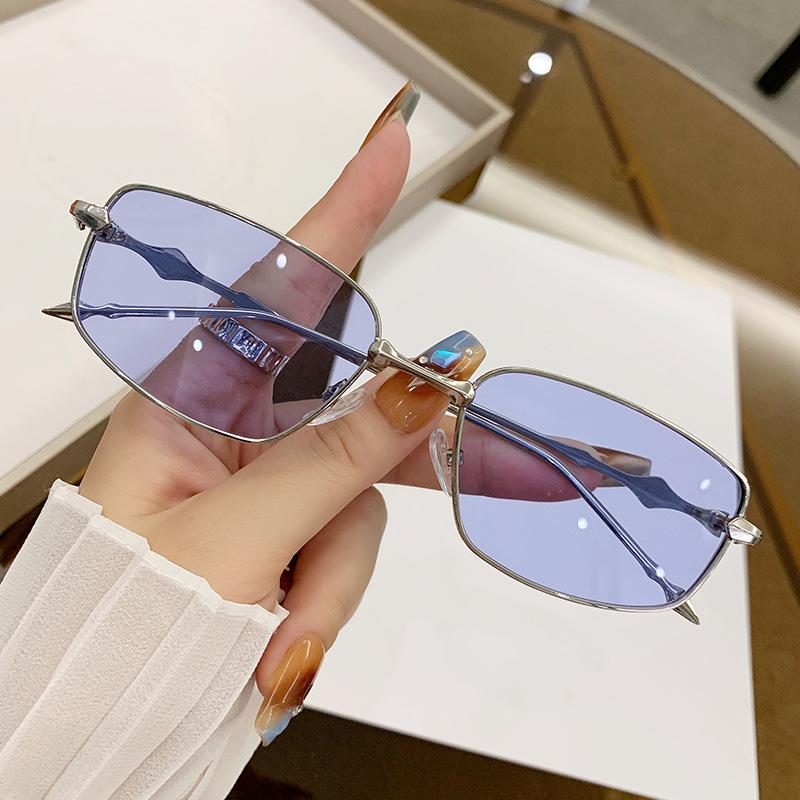 Square Irregular Trend Small Metal Frame Sunglasses Korean Version High-end Retro UV400 Anti-ultraviolet Shades Glasses