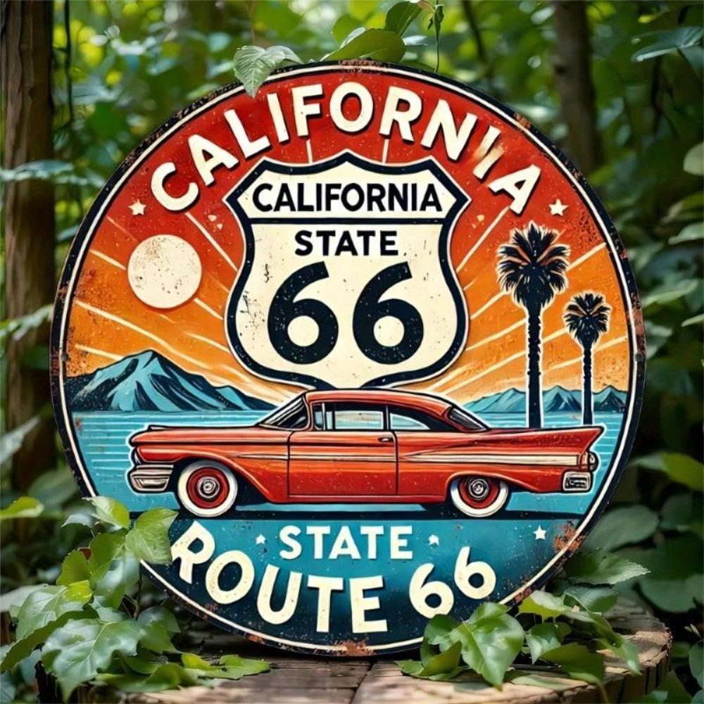 Vintage Route 66 California Metal Tin Sign Wall Art Home Bar Garage Decor