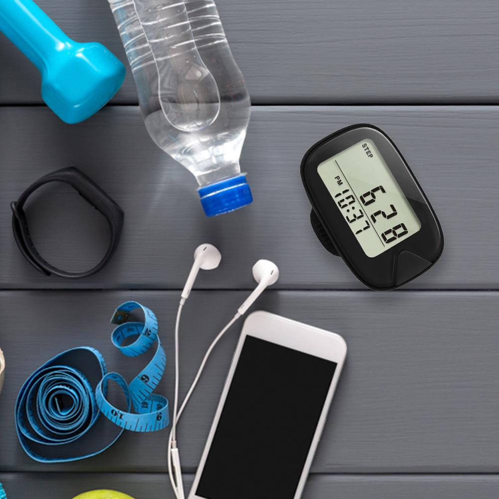 Walking Pedometer Clip On Step Counter LCD Display Portable Pedometer Multi-Function Electronic Pedometer for Walking Running