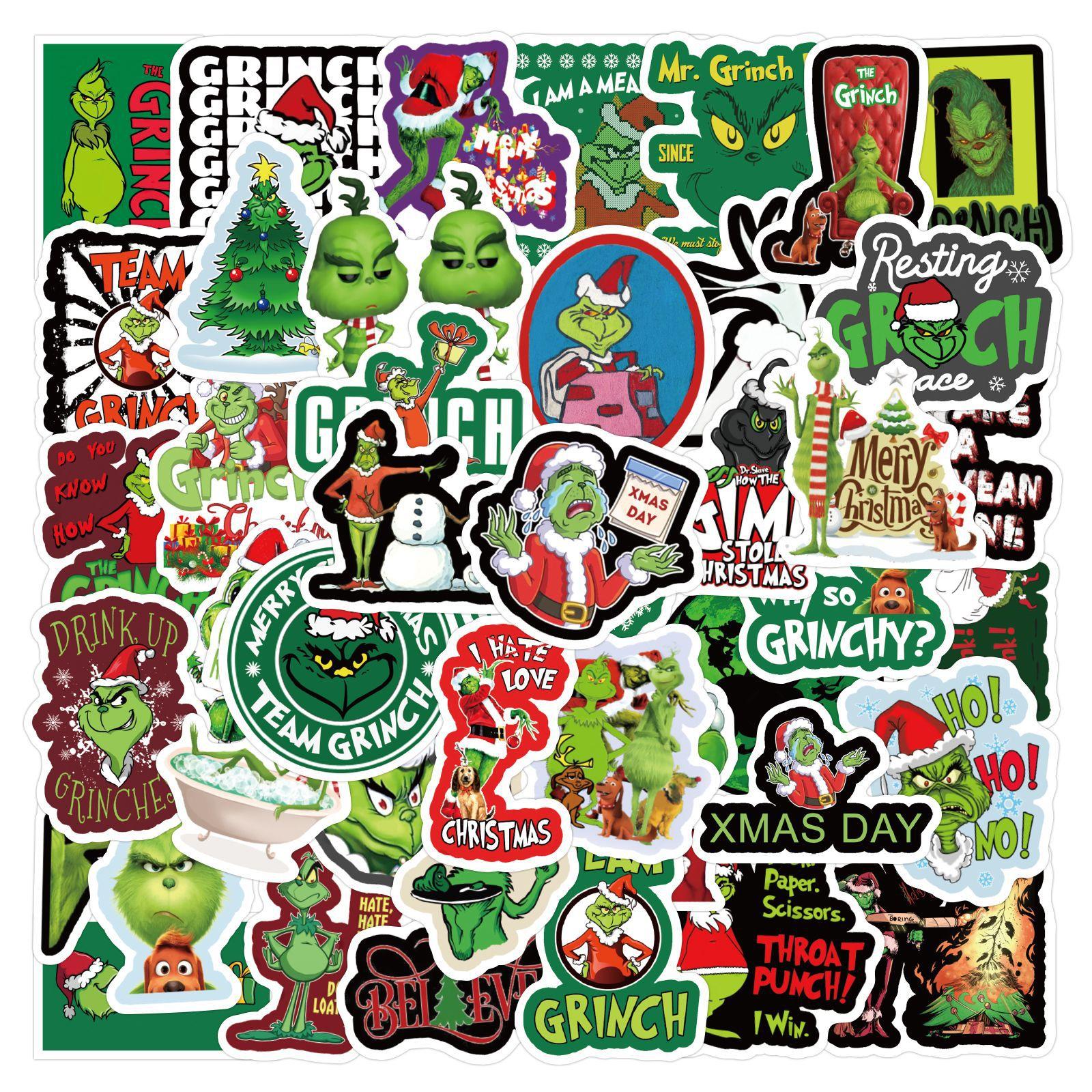 

55 Новых Рождественских Дудл-наклеек Гринча Украсьте Блокнот Чемодан Мобильный телефон Наклейки для DIY