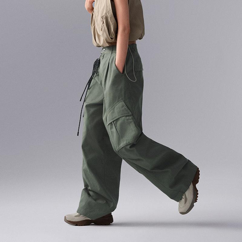 Li Ning CF Suo Solid Color Mid Waist Straight Casual Pants Women Pants Black AKXU504-2