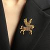 Flying Horse Brooch Rhinestone Winged Horse Lapel Pin Sparkling Retro Horse Brooch Pin Outfit Accessory for Sweaters Hats Coats