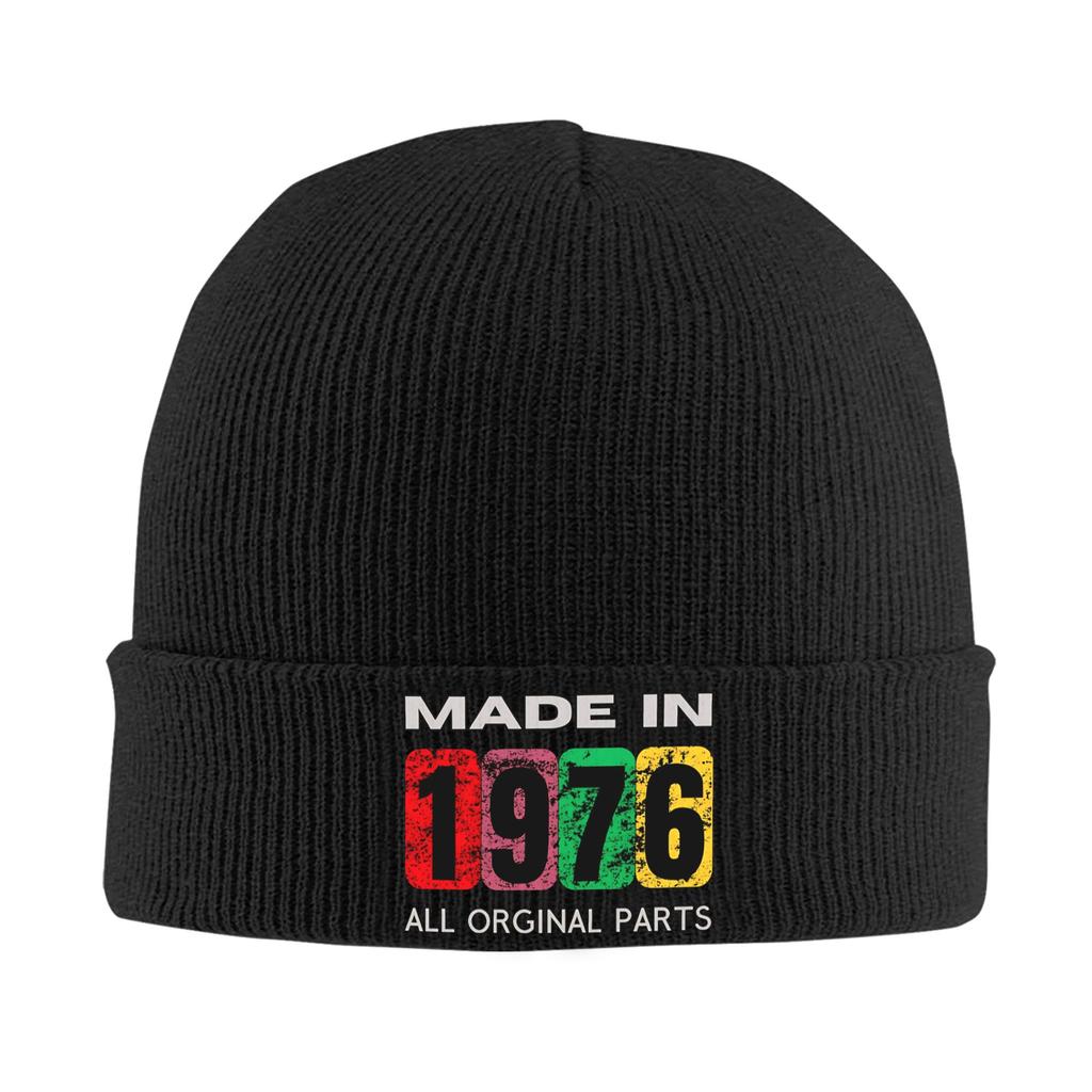 Herren Damen Strickbündel Mütze Geboren 1976 vintage Alter 50 Jahre alt 50. Geburtstag Merch Warm Gestrickt Beanie Mützen Skullies