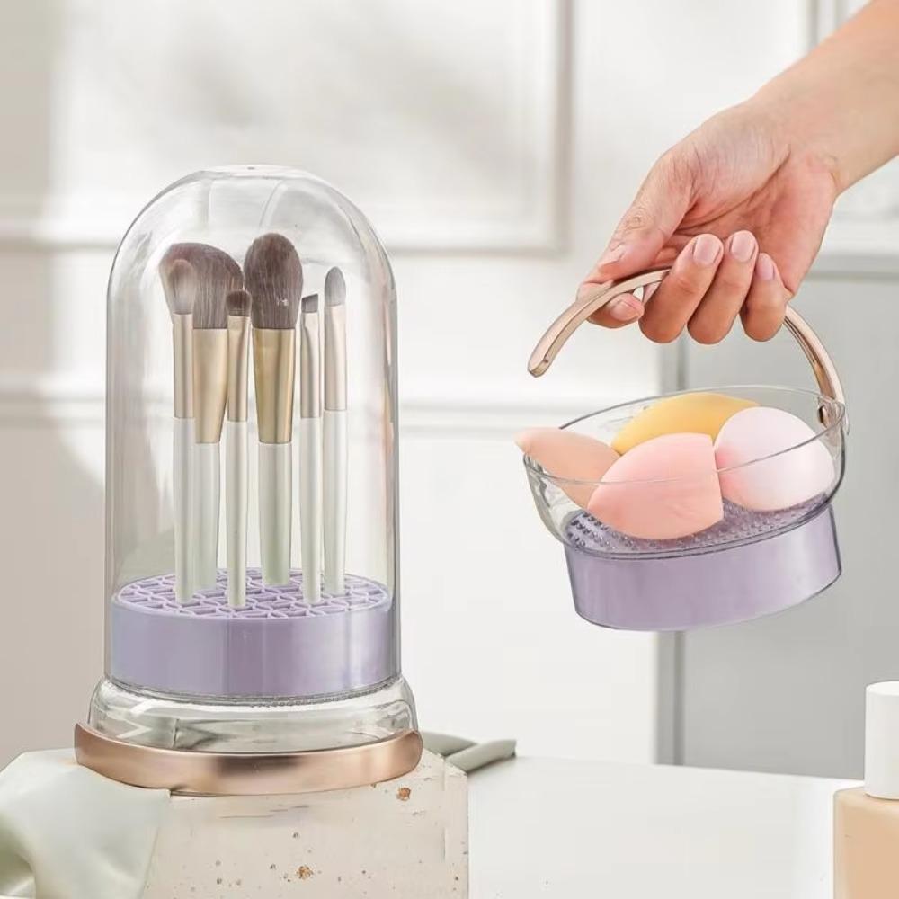 Dustproof Makeup Brush Cleaner Bowl Large Capacity Cosmetic Brush Hang Drying Holder Pen Holder