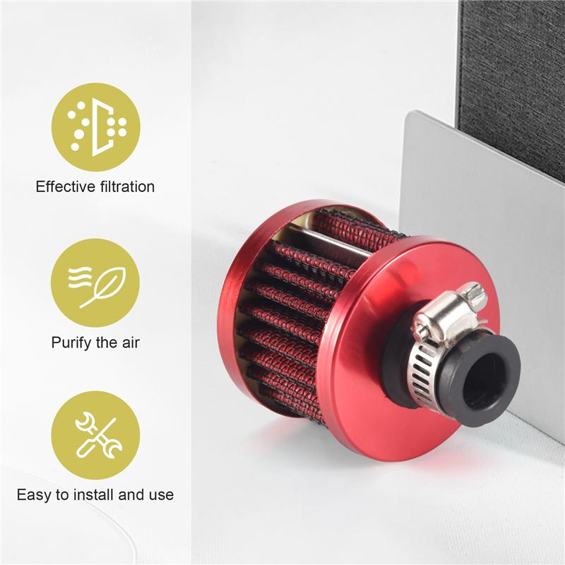 13Mm Oil Mini Breather Cold Air Filter Fuel Crankcase Engine For Car Color:Silver