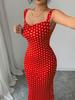European and American Women's Clothing 2026 French Polka Dot Suspender Fishtail Dress with Waist and Thin Buttocks Women's Long Dress