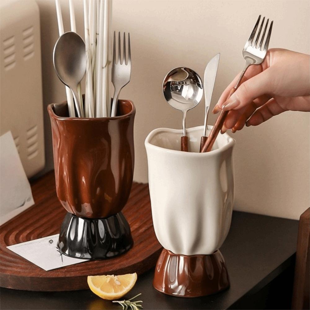Large Caliber Ceramic Chopstick Holder Drain Chopstick Holder Kitchen Utensils Storage