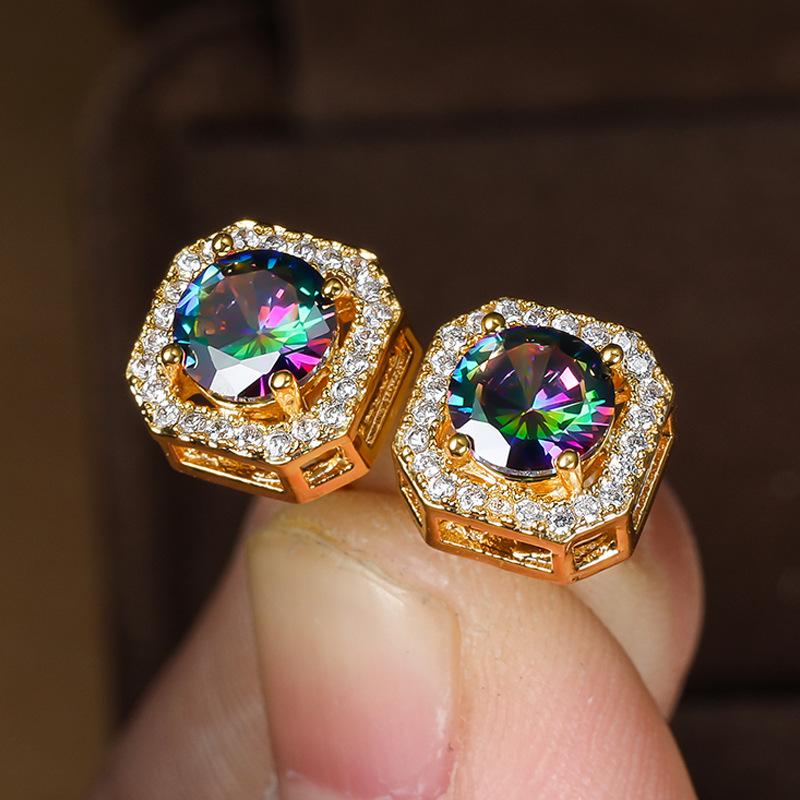Hot-selling crystal zircon stud earrings slightly inlaid with white diamonds, fashionable and simple earrings for women