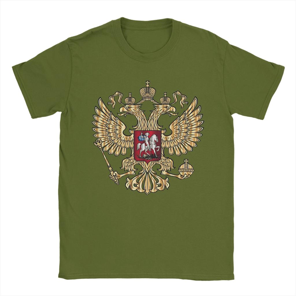 Russian Coat of Arms TShirts Men Russia Emblem Novelty Pure Cotton Tee Shirt Crew Neck Short Sleeve T Shirts Printed Tops