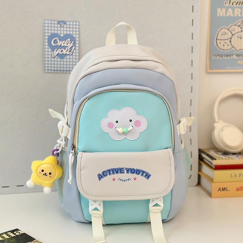 Nylon Letter Backpack For Girls With Reducing Burden And 14in Laptop Storage For Daily Use