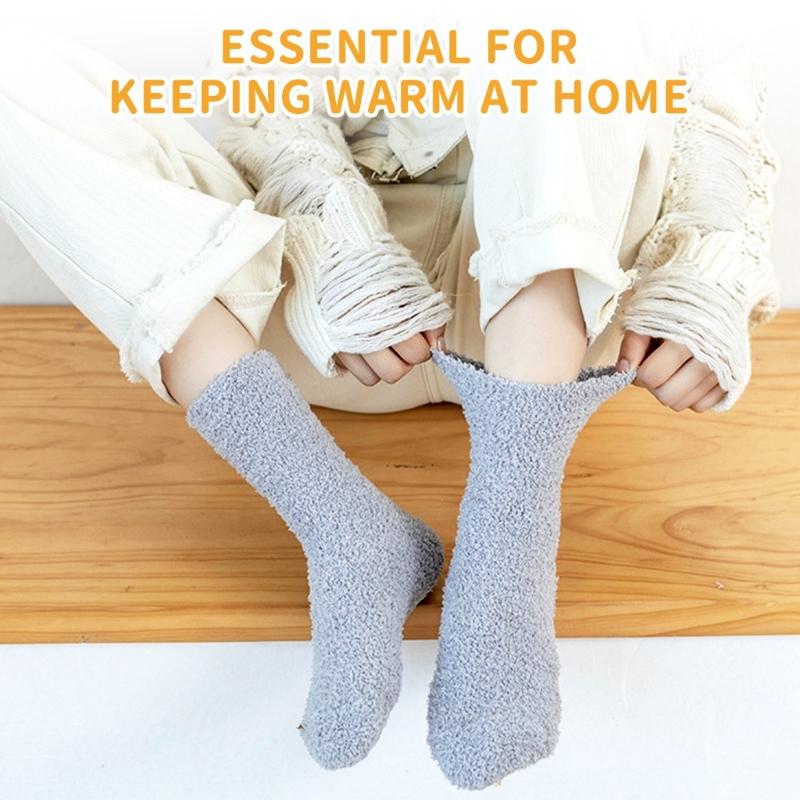 6 Pairs Fleece Sleep Socks For Men Women Soft Warm Thermal Winter Wear Ankle Socks Breathable
