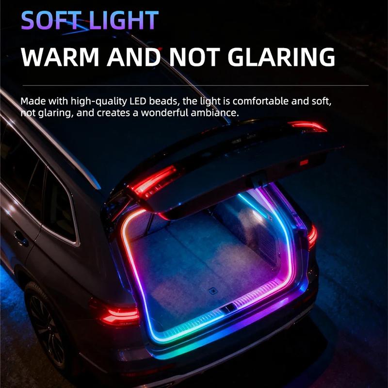 12V 4 Meters Car Trunk RGB Led Ambient Light Strip Flexible Decoration Lamp App Control Neon Atmosphere Lamp Waterproof