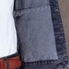 Mens Loose Turn Down Collar Washed Denim Work Casual Jacket Outerwear