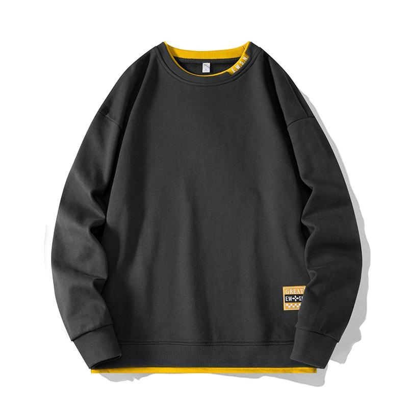 Maglione di grandi dimensioni da uomo primavera e autunno nuovo sciolto a maniche lunghe t-shirt sciolto tendenza più grasso fondo camicia da uomo