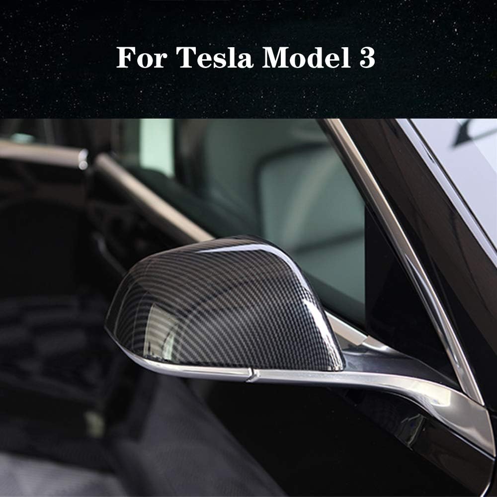 OBL Rearview Mirror Cover for Tesla Model 3 2017-2020 Car Exterior Accessories ABS Plastic Imitation Carbon Fiber Outside Cap (Pack of 2)