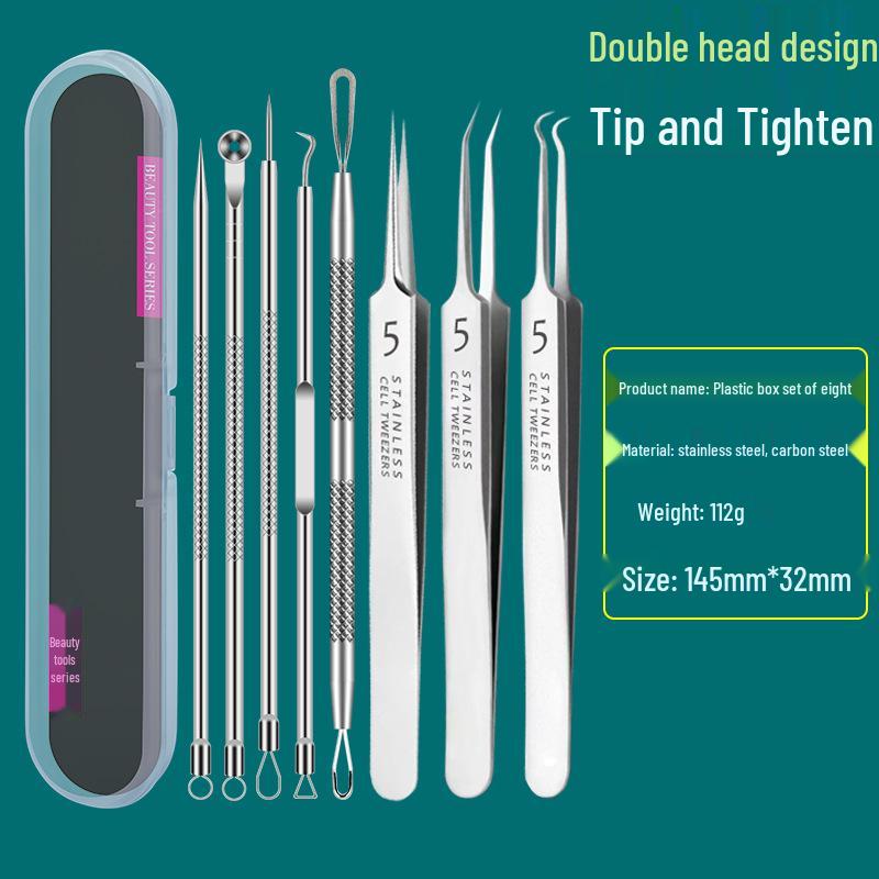 Precision Acne & Blackhead Removal Tweezers Set - Pimple Needle and Squeezing Tool