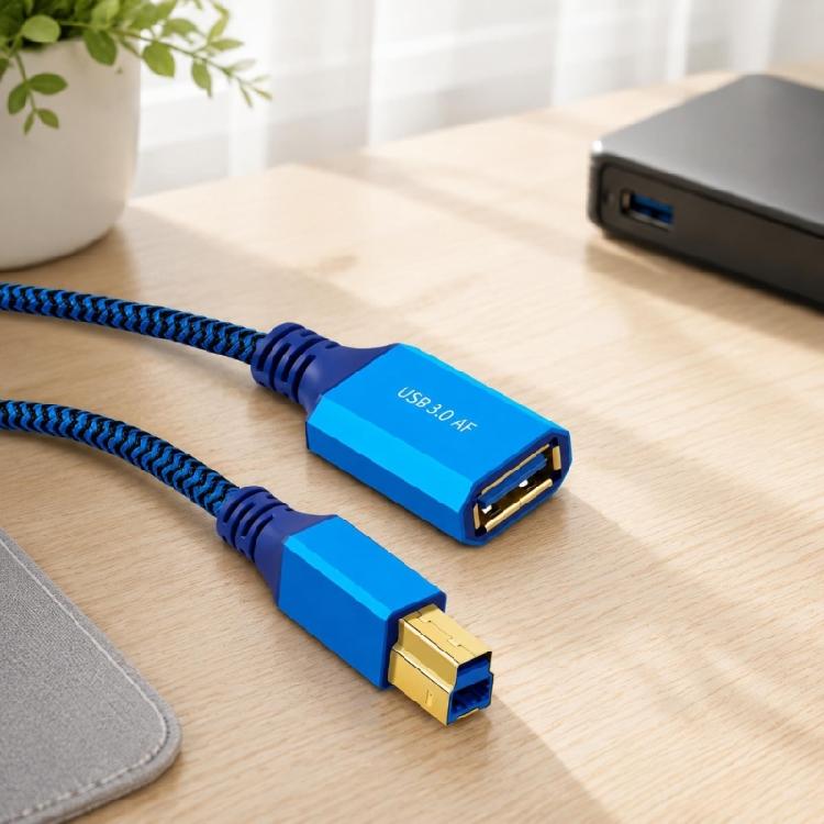 USB 3.0 Data Link Cable, Female-A to Type-B Male Route with 5 Gbps Transfer and Molded Strain Relief Both Cable Ends for Equipment