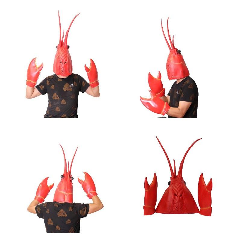 Dragon Lobster Head Mask Creative Latex Gloves For Stage Performance Festive Cosplay Accessories