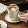 Ceașcă de Ceramică pentru Latte cu Farfurioară 400ml Cană de Cafea Fără Plumb pentru Cappuccino Espresso Cafea Turcească Set de Cești și Farfurioare pentru Ceai Cadou Elegant pentru Ceai și Latte