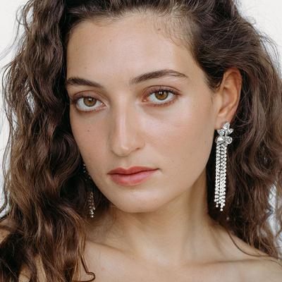 Orecchini a fiore Nicchia di tendenza strass Ultra-Lampeggiante Su Design Senso di lusso leggero decorazione per l'orecchio femminile