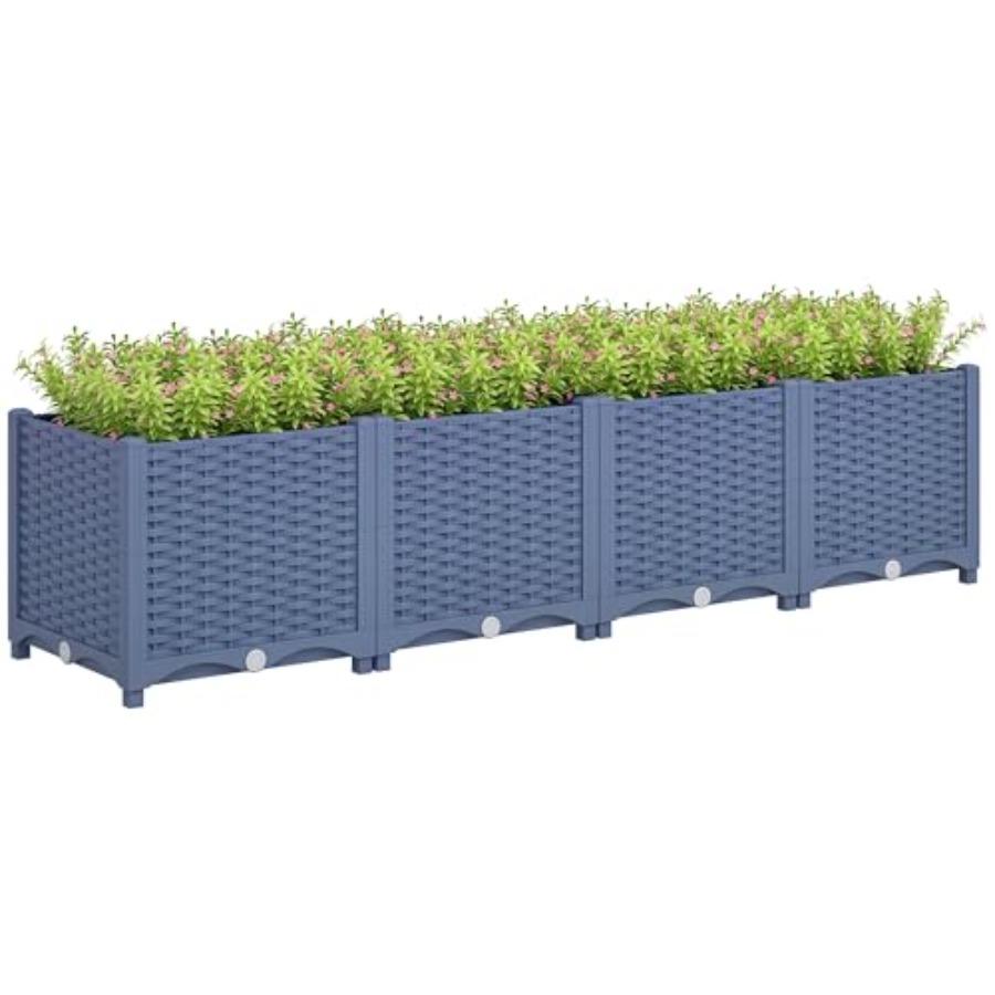 

5 x 1 x 1 ft Raised Garden Bed Indoor Outdoor Plastic Planter Box with Drainage Holes Drain Plugs and Water Reservoirs for Vege United States