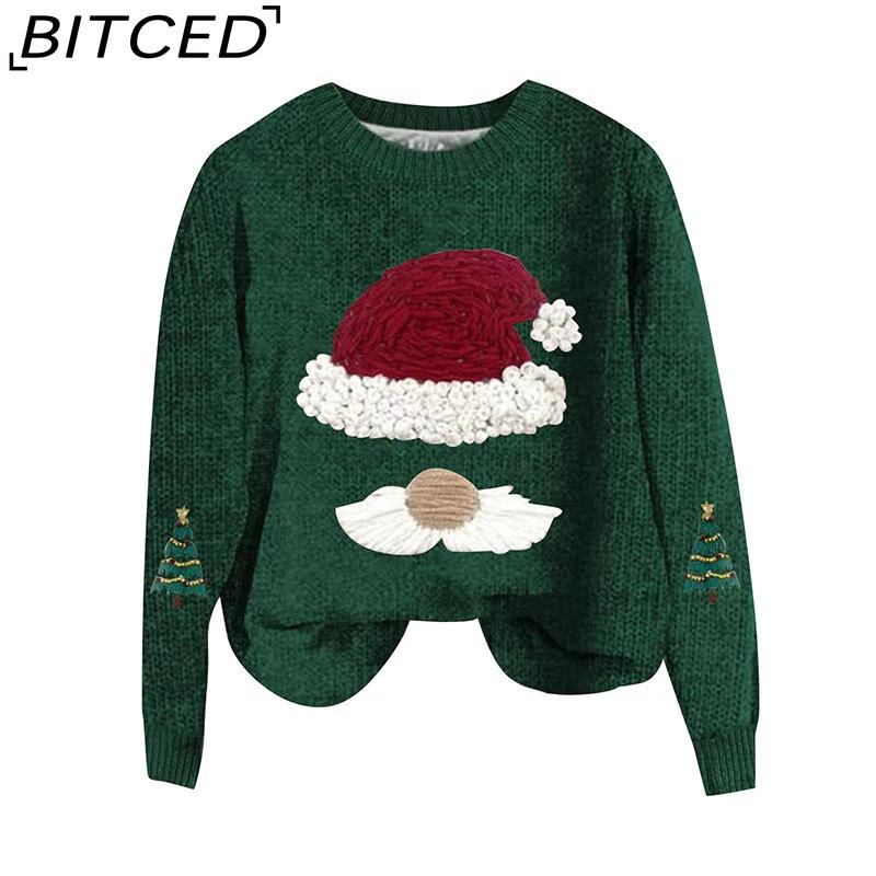 BITCED Осенне-зимний рождественский свитер Пуловер свободного кроя Вязаный топ Универсальный повседневный свитер XXL зелёный