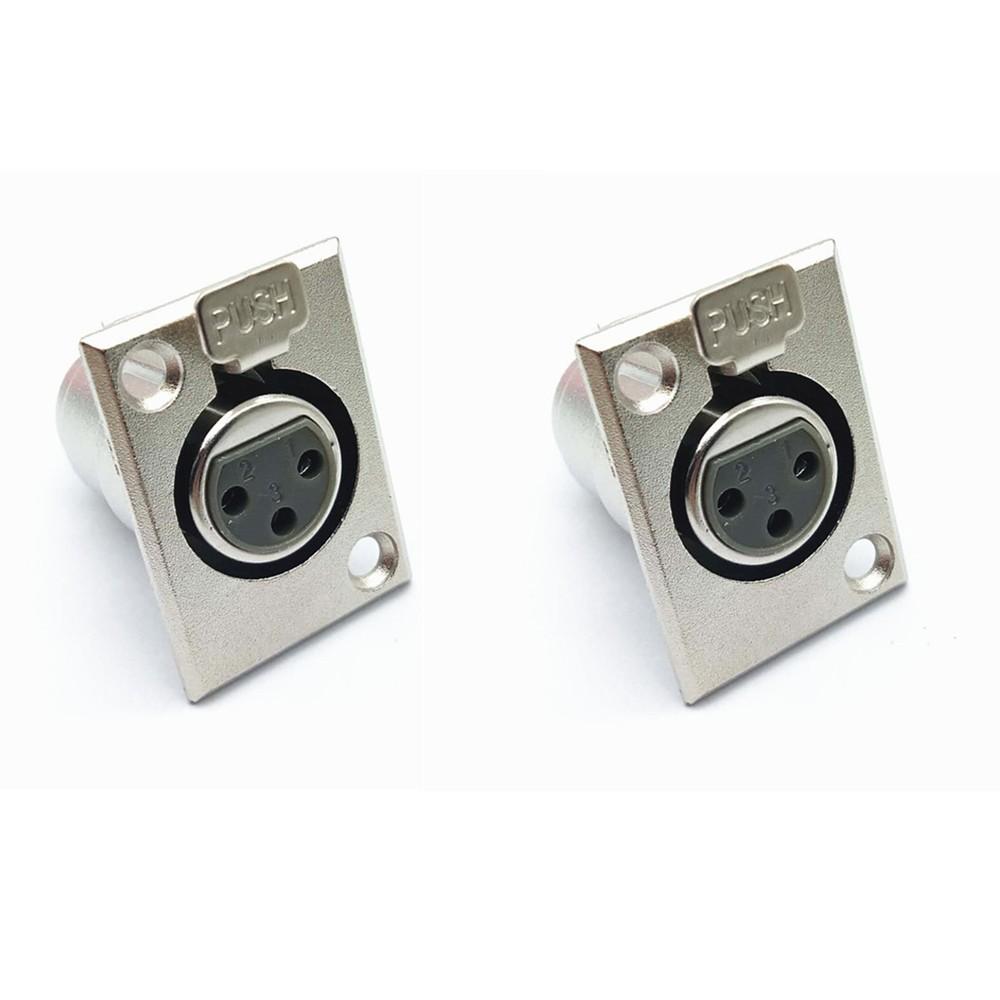 2pc XLR 3-Pin Male Female Alloy Socket Panel Mount Chassis Microphone Audio Conn