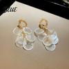 Drop Earrings Set 1 Pair Women Round Shell Tassel Decor
