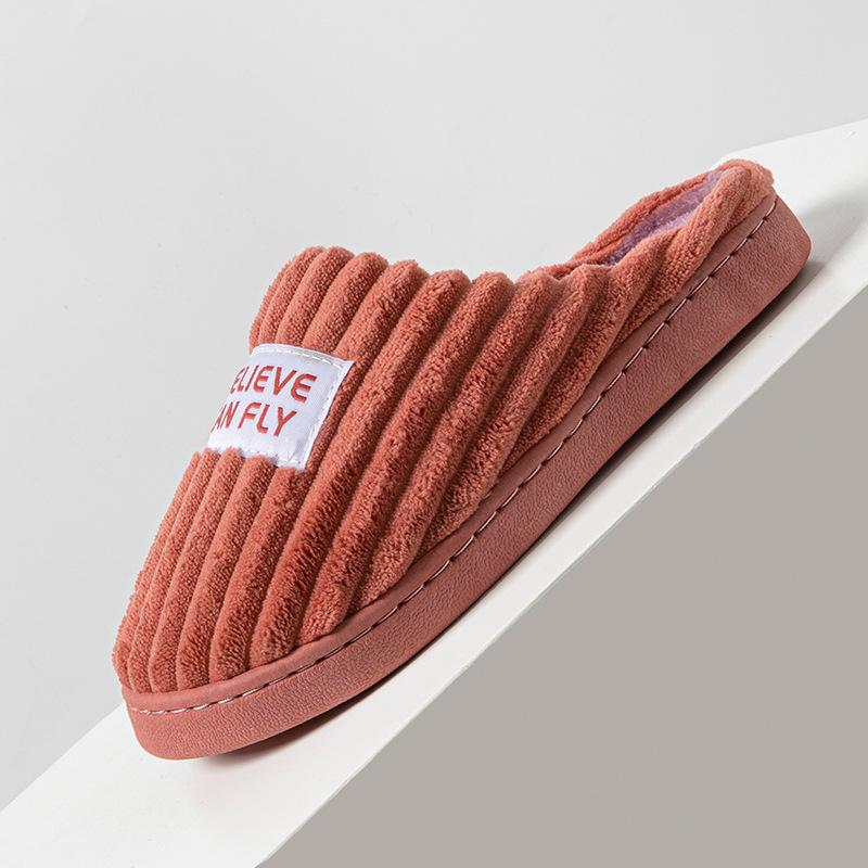 Cotton slippers men's autumn indoor home hair slippers warm and cute home couple cotton shoes non-slip women