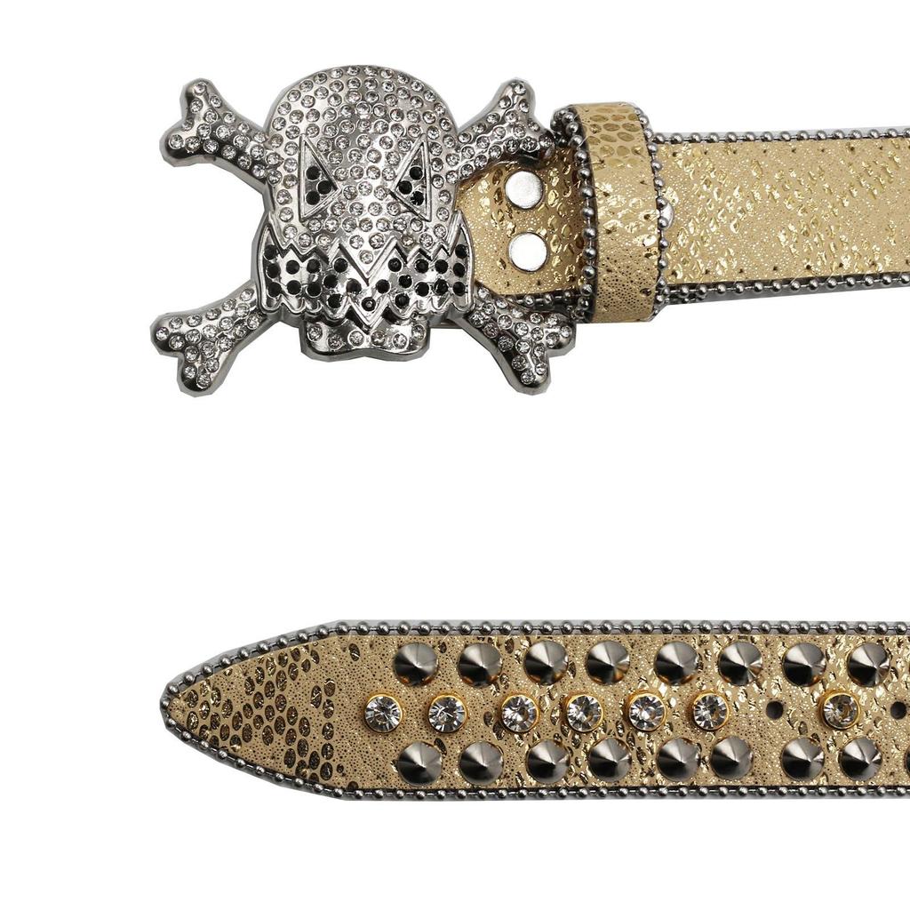 Unisex Y2K Crystal Rhinestone Skull Belt