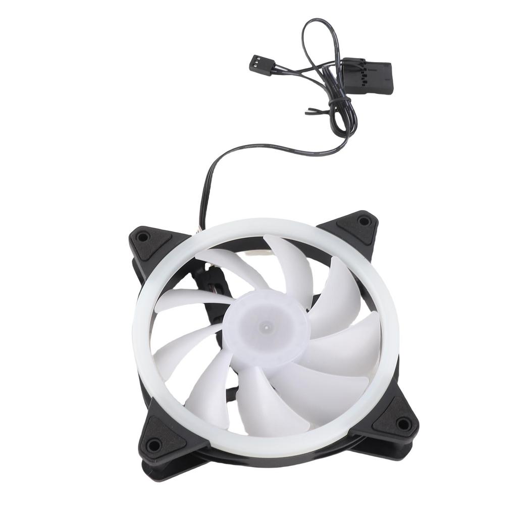 Computer Case Fan 1200RPM Double Loop LED 12cm RGB PC Case Silent Fan 30000h Long Life for Desktop Computers