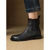 Kurzstiefel Damen Frühling und Herbst Einzelstiefel weiche Sohle runde Spitze niedriger Absatz flache Stiefel dicker Absatz mittlerer Absatz Gummizug Samt Chelsea Boots
