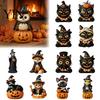 Holz Zauberer Puppe Vintage Halloween Figur, Rustikal Hexe Zombie Katze Eule Frosch Tischplatte Tisch Dekoration Ornament, Bauernhaus Mehrstöckiges Tablett Dekoration