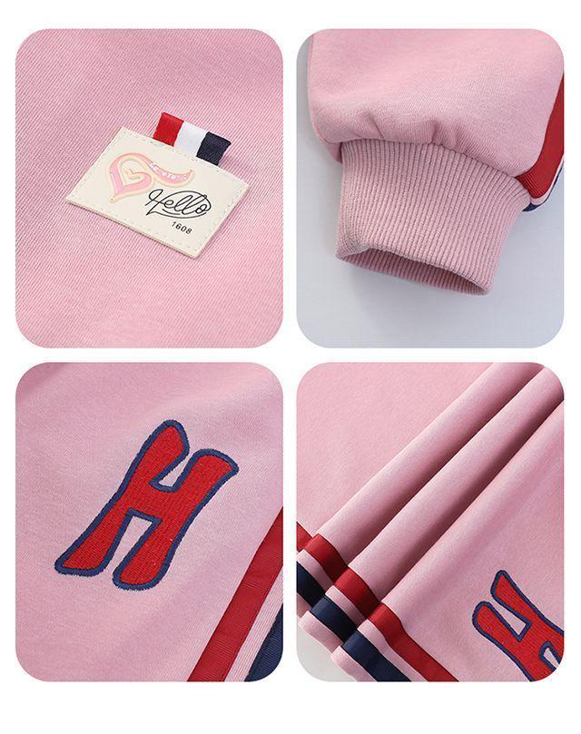 Girls' 2026 Autumn Color Block Top & Striped Cardigan Sportswear Set