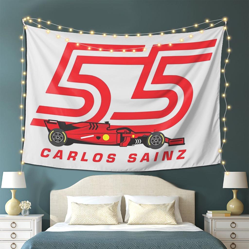 Carlos Sainz Jr F1 Signatur Grafik Wandteppich Ästhetische Heimdekoration Wandteppiche für Wohnzimmer Schlafzimmer