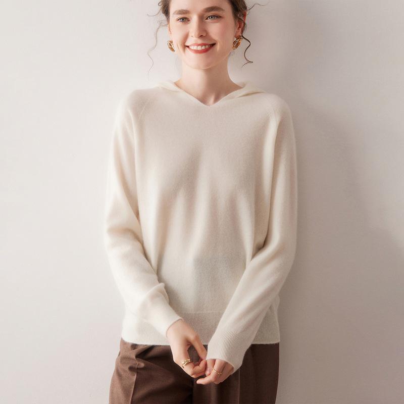 Lekasha Women's 100% Cashmere Knitted Hooded Pullover - Autumn/Winter Collection