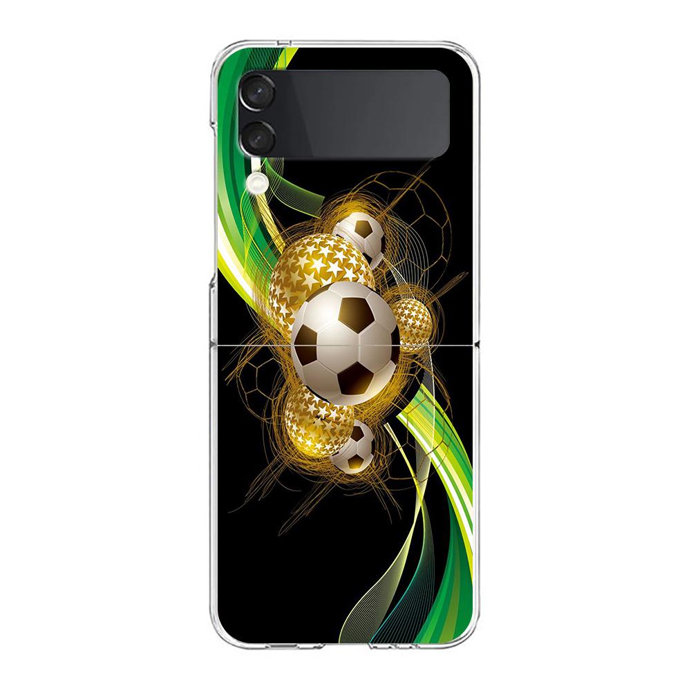 Football Sport Hard PC Phone Case For Samsung Galaxy Z Flip 6 5 4 Transparent Cover For Galaxy Z Flip 3 Shockproof Fundas Capas