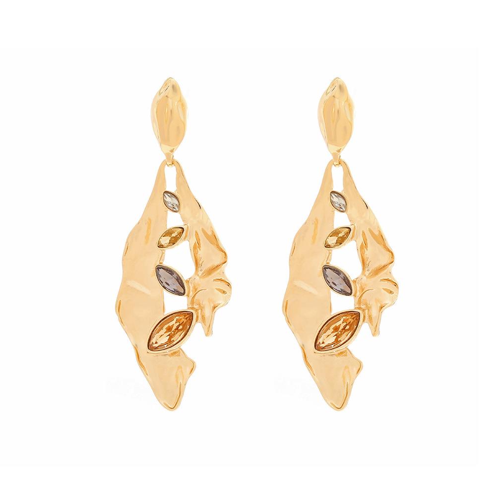 

DIGADAGU Alloy Hollow Geometric Dangle Earrings New Simple Exaggerated Earrings Women s Party Zircon Accessories золотистий