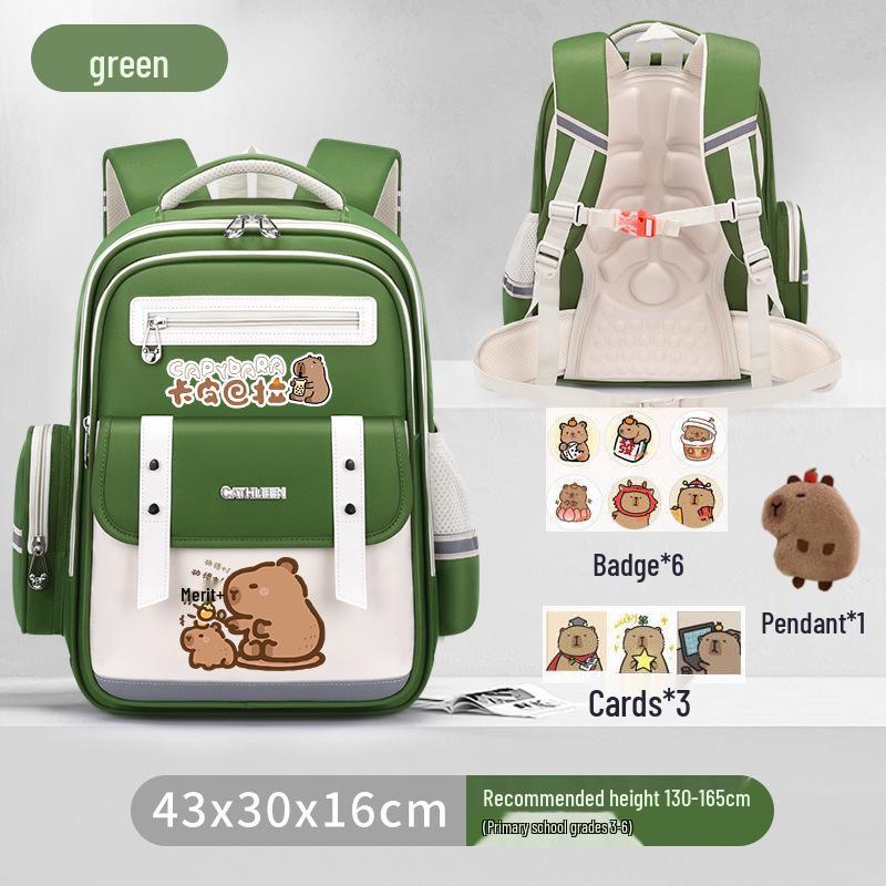 Capybara Oxford Spine-Support Backpack for Grades 1-6: Boys & Girls School Bag