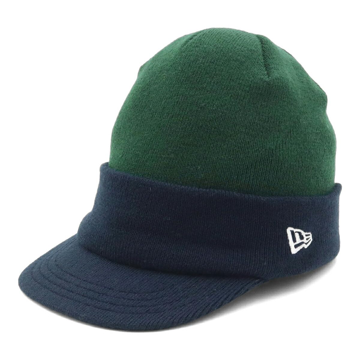 New Era Free Visor Knit Short Field Cap, Green/Navy
