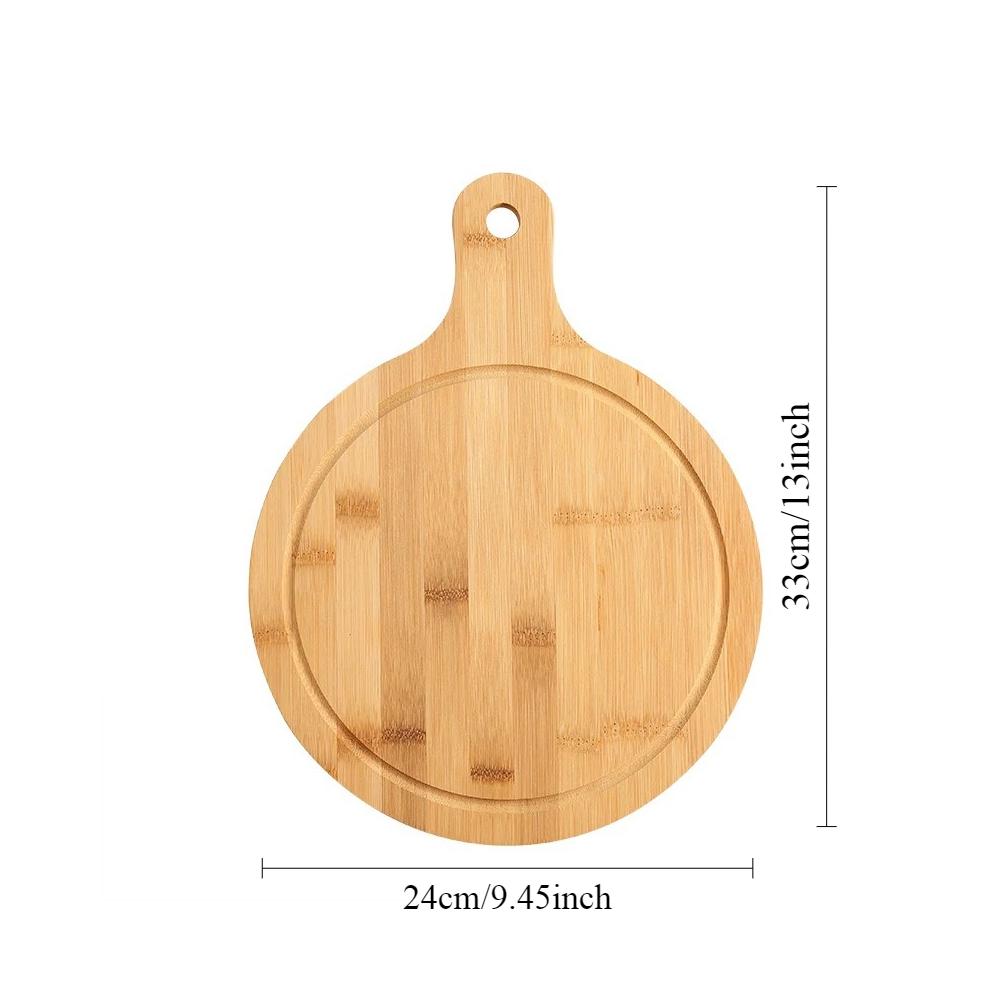 Bamboo Cutting Board with Handle Pizza Board Round Rectangular Wooden Tray Pizza for Baking Bread Vegetables Cheese Kitchen Tool