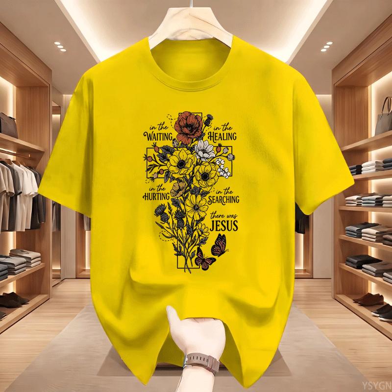 There Was Jesus T Shirt Floral Cross Tshirt Christian Faith Based Gift For Unisex Unisex Religious Printed Short Sleeve Tshirts Top